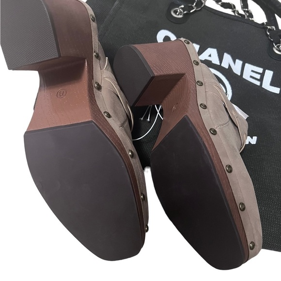 Xenia Taupe Braided Stud Square Toe Clogs by MIA Size 7.5 - Picture 10 of 12